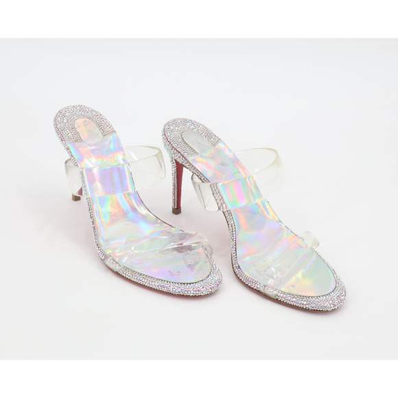 Christian Louboutin Shoes - Christian Louboutin Just Strass 85 Crystal Embellished PVC Iridescent Heel Sz 36